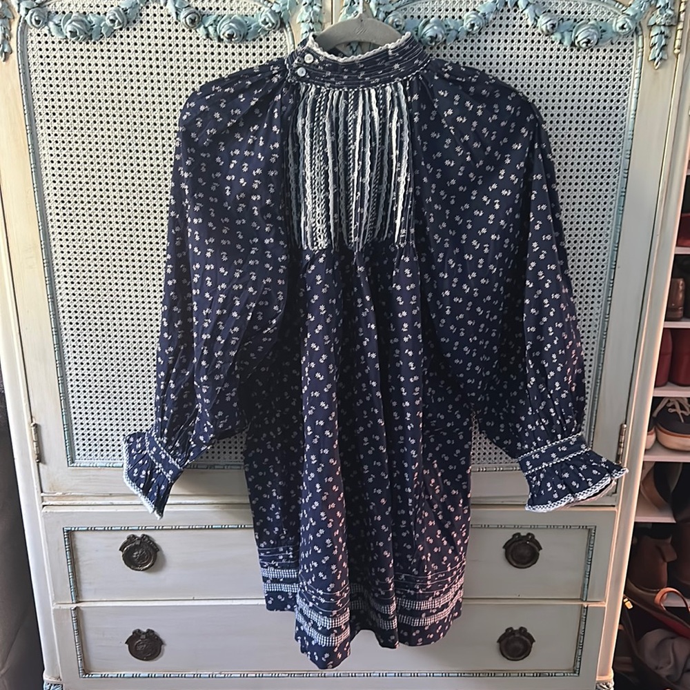 Beatrice dress- indigo calico NWT